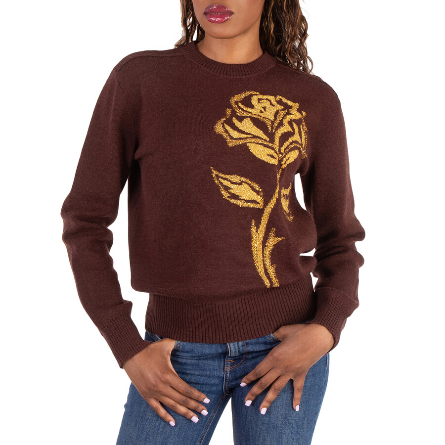 【関税＆送料込み】Burberry Wool And Cahmere Blend Ribbed S Burberry Rose Embellished Wool-Blend Sweater, Size XX-Small