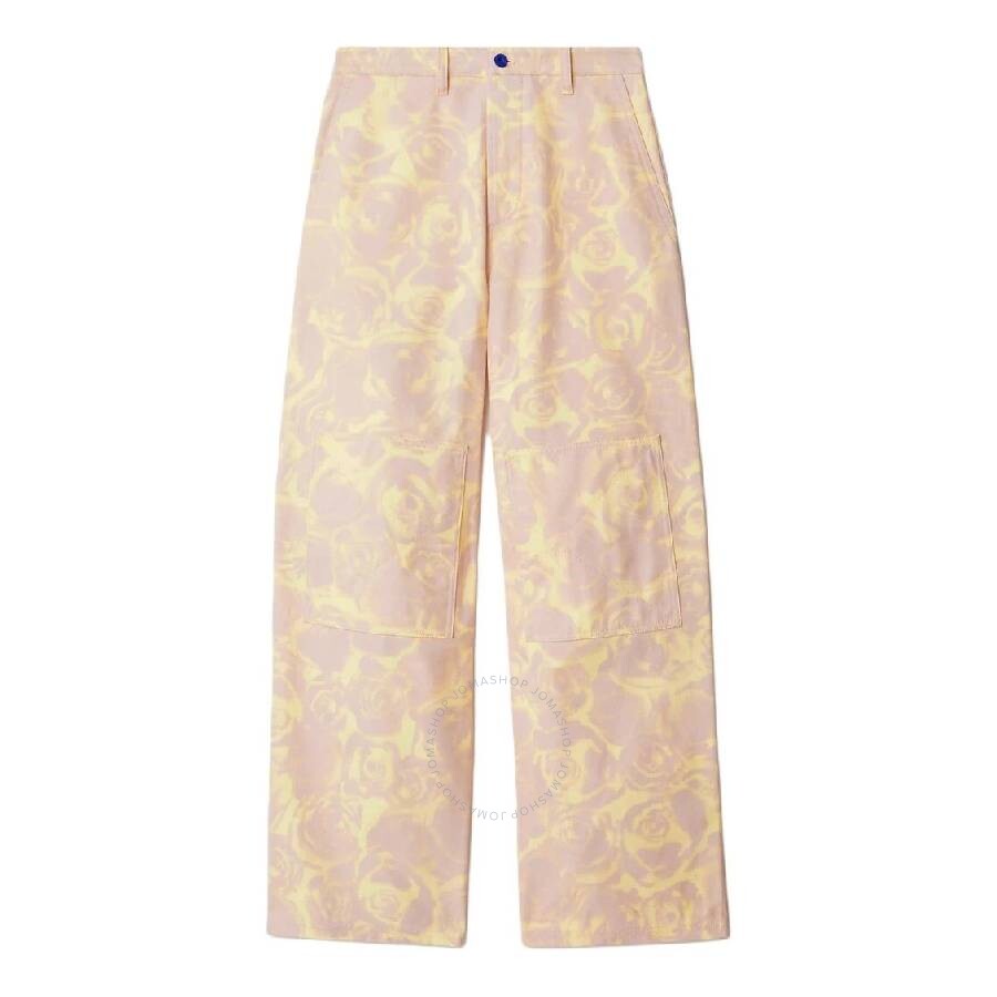 Burberry Rose-print High Waist Cotton Pants In Multi