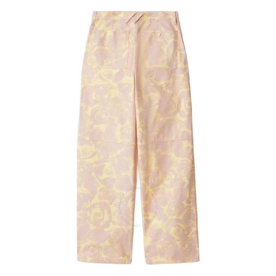 Burberry Rose-print High Waist Cotton Pants In Multi