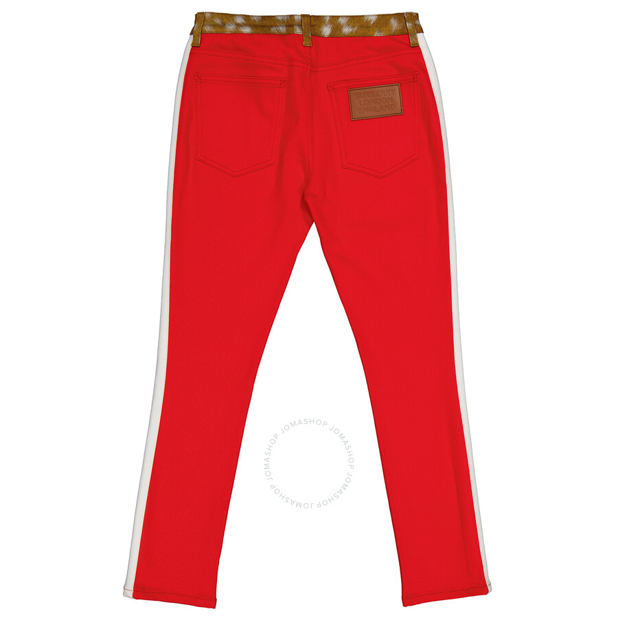 Shop Burberry Runway Fawn Print Two-tone Slim Fit Pants In Red