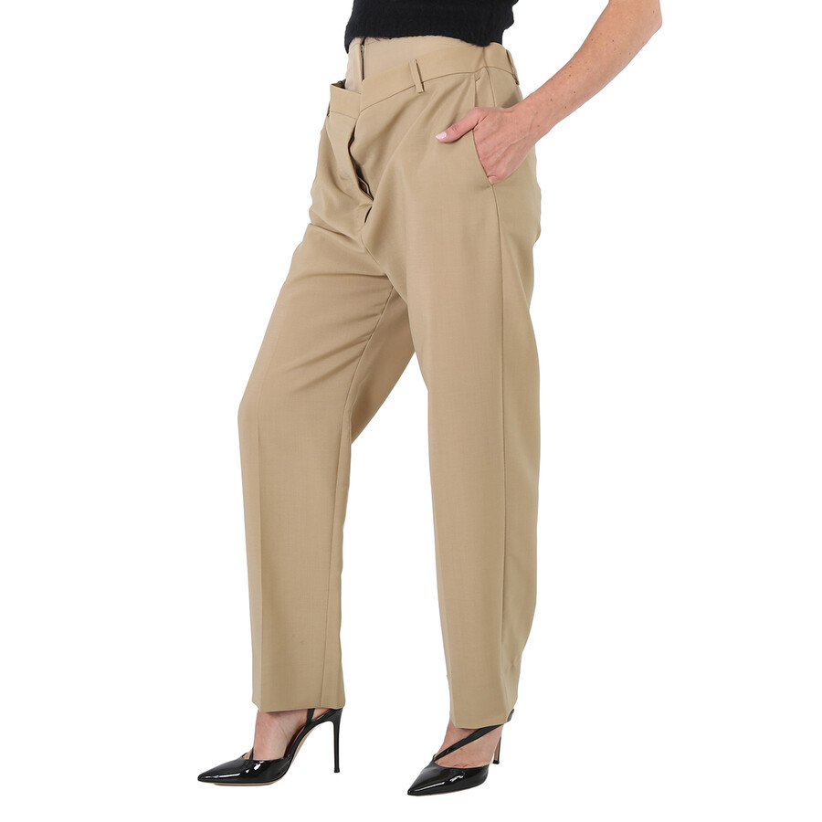 Burberry Runway Ladies Beige Trousers With Double Waist In Beige