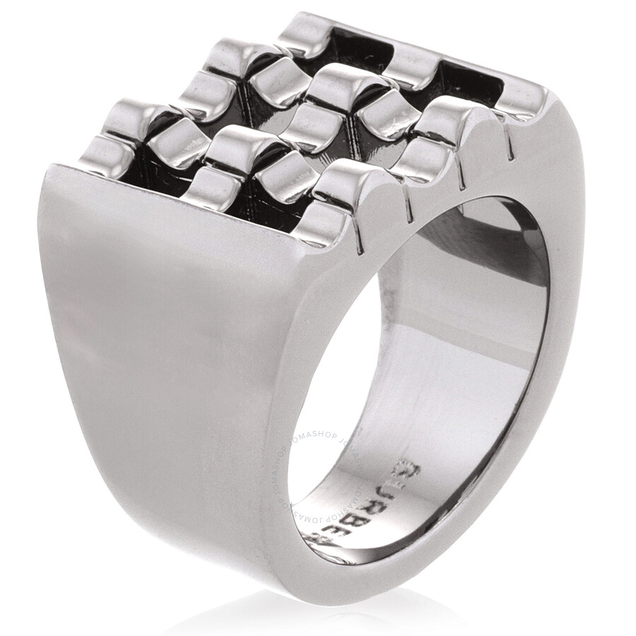 Burberry Ruthenium-plated Cube Ring In Grey