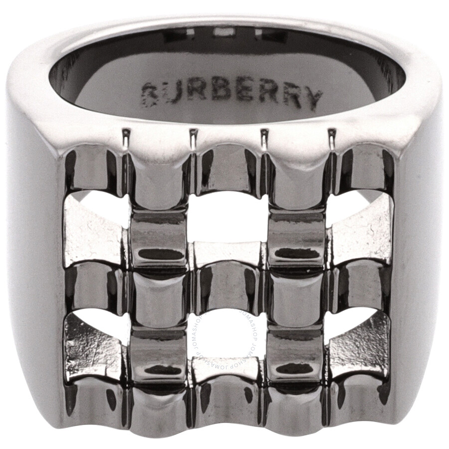 Burberry Ruthenium-plated Cube Ring In Grey