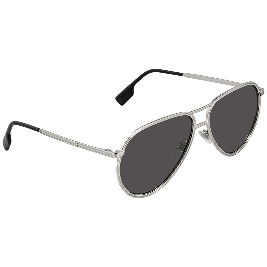 Burberry Scott Dark Grey Pilot Men's Sunglasses Be3135 100587 59 In Dark / Grey / Silver