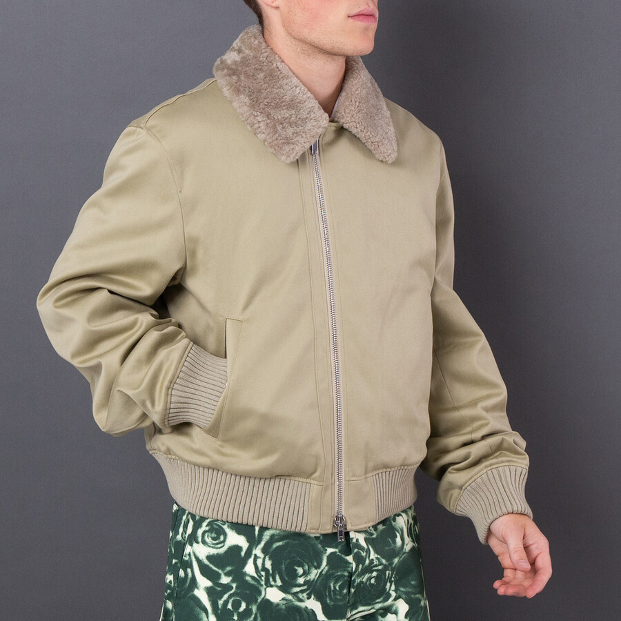 Shearling-Collar Bomber Jacket