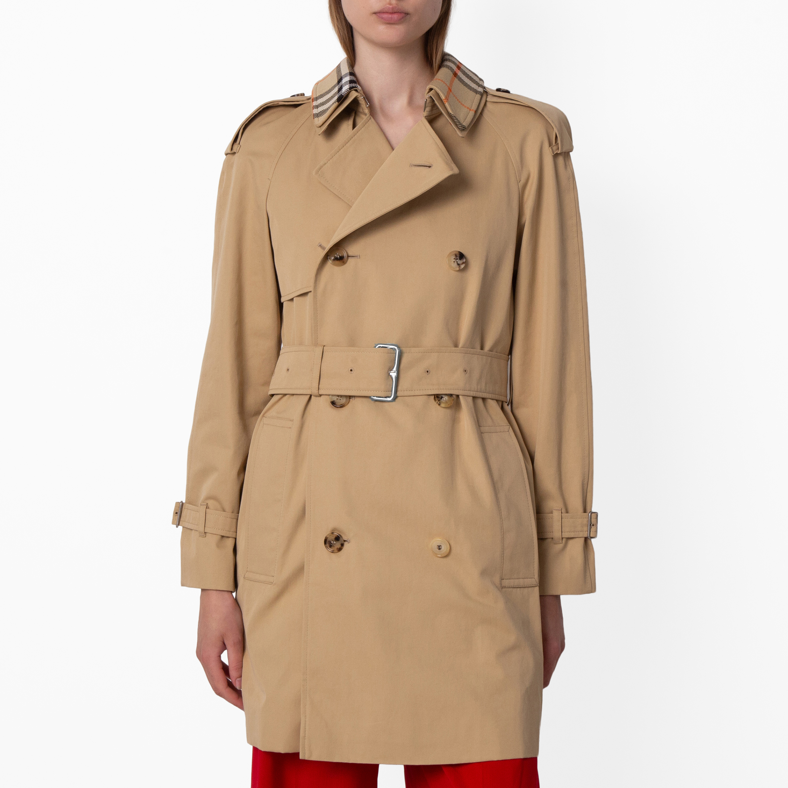 Burberry Short Gabardine Belted Trench Coat, Brand Size 8 ( US
