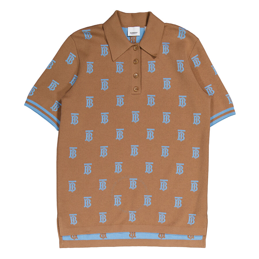 Burberry Shyla Monogram Knitted Polo Shirt In Yellow
