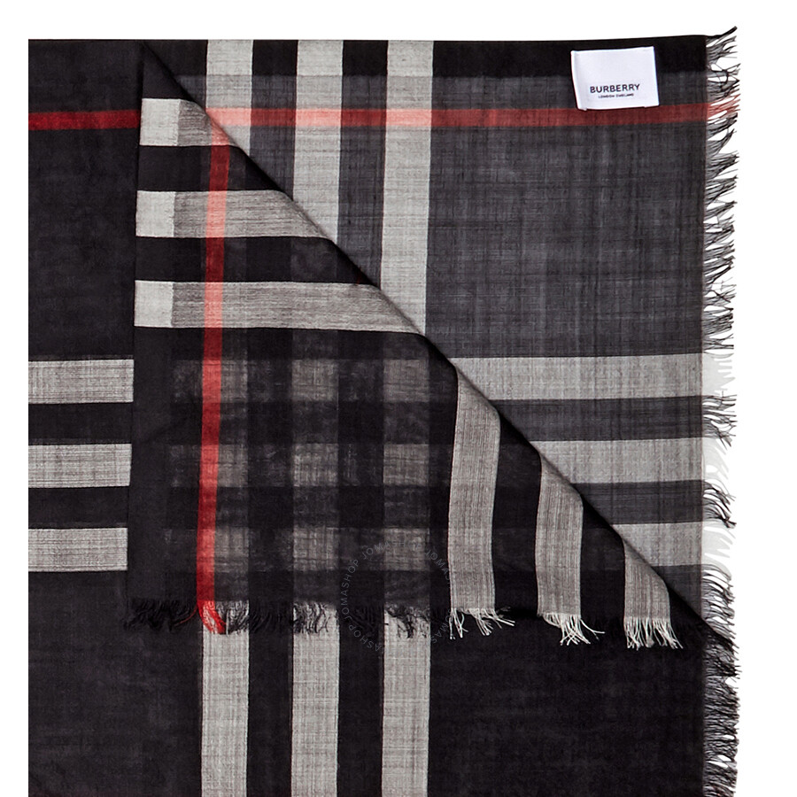 Burberry Silk check wool MU GIANT CHECK GAUZE public scarf Apparel