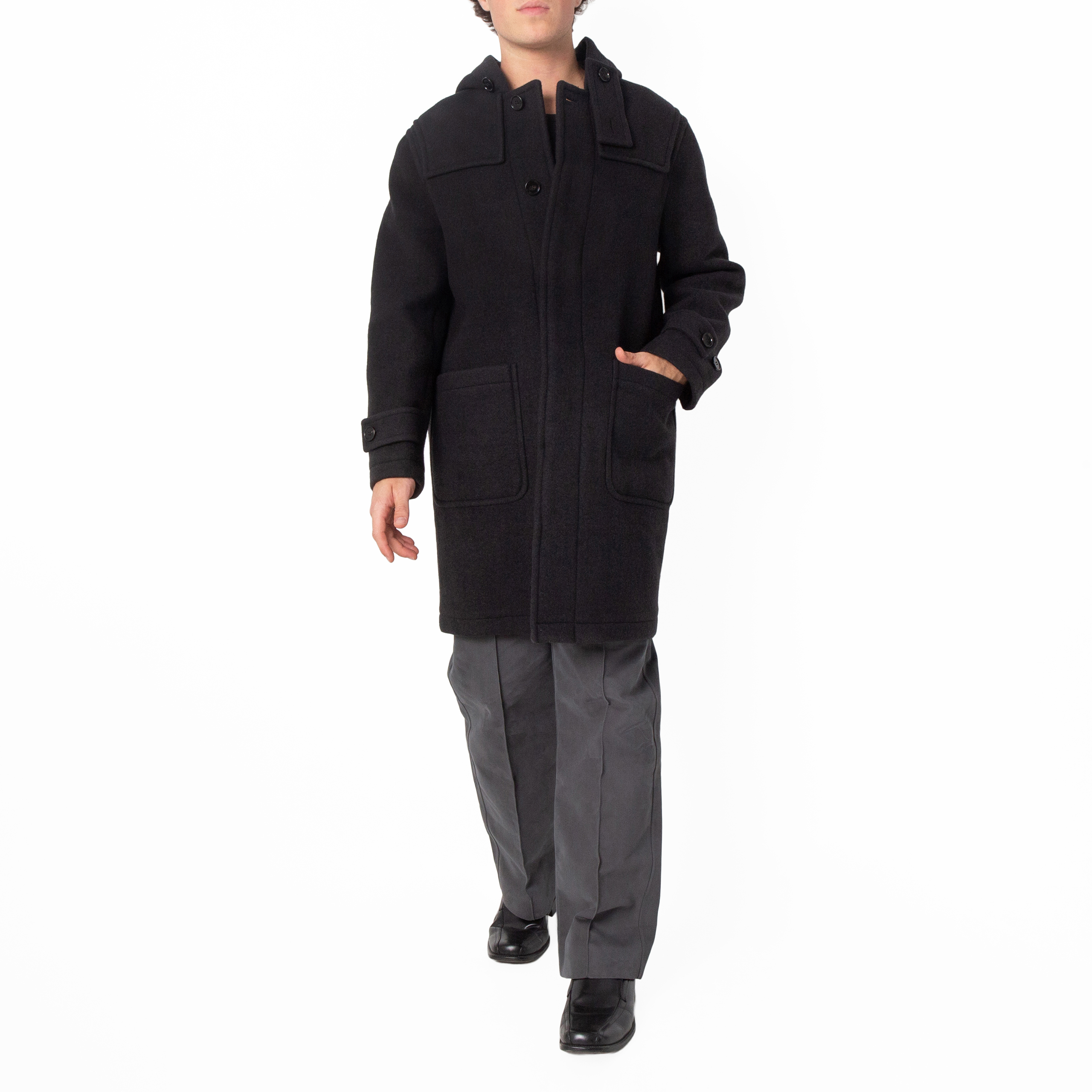 Burberry Single-Breasted Wool Duffle Coat, Brand Size 50 ( US Size
