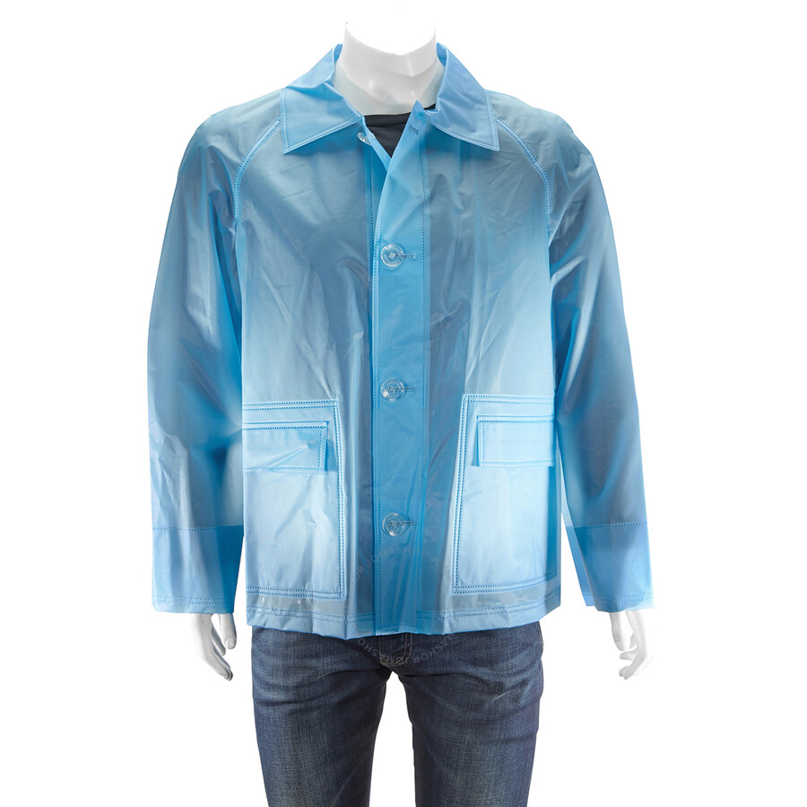 Burberry Sky Blue Soft-touch Plastic Jacket In Sky Blue