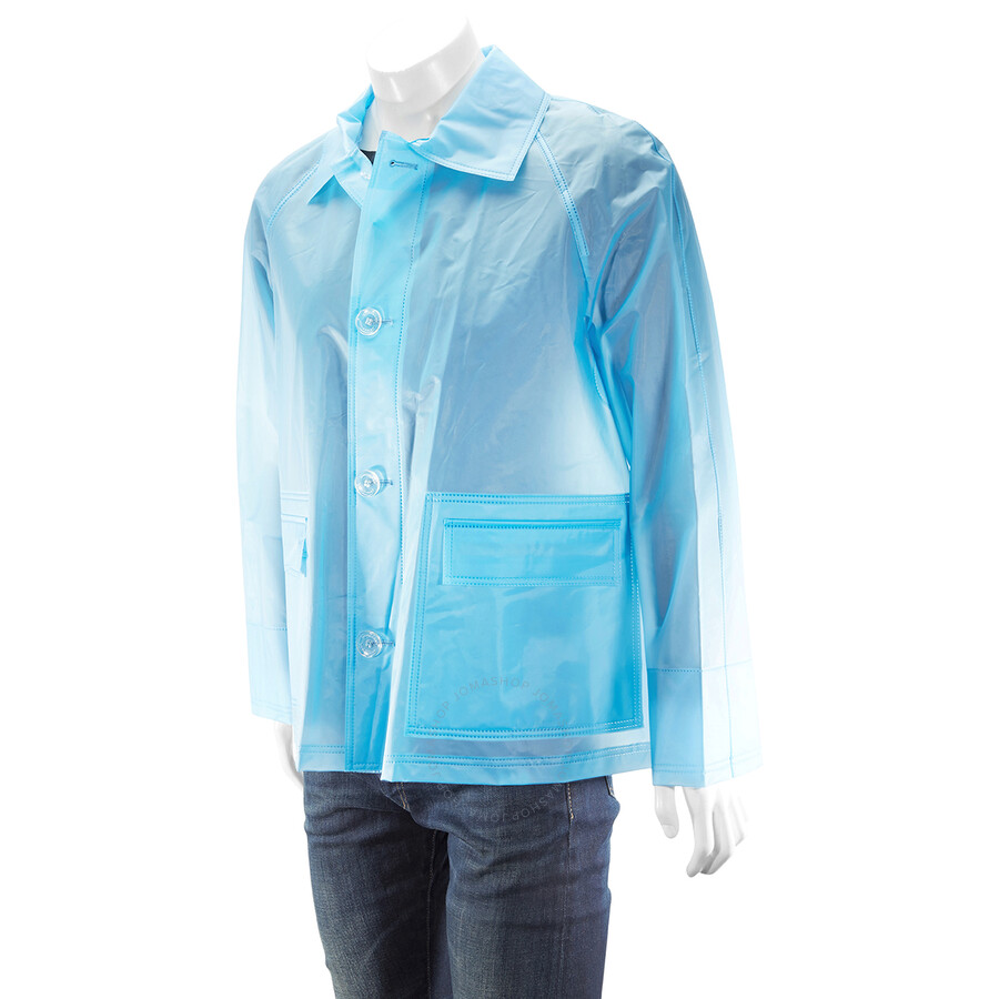 Burberry Sky Blue Soft-touch Plastic Jacket In Sky Blue