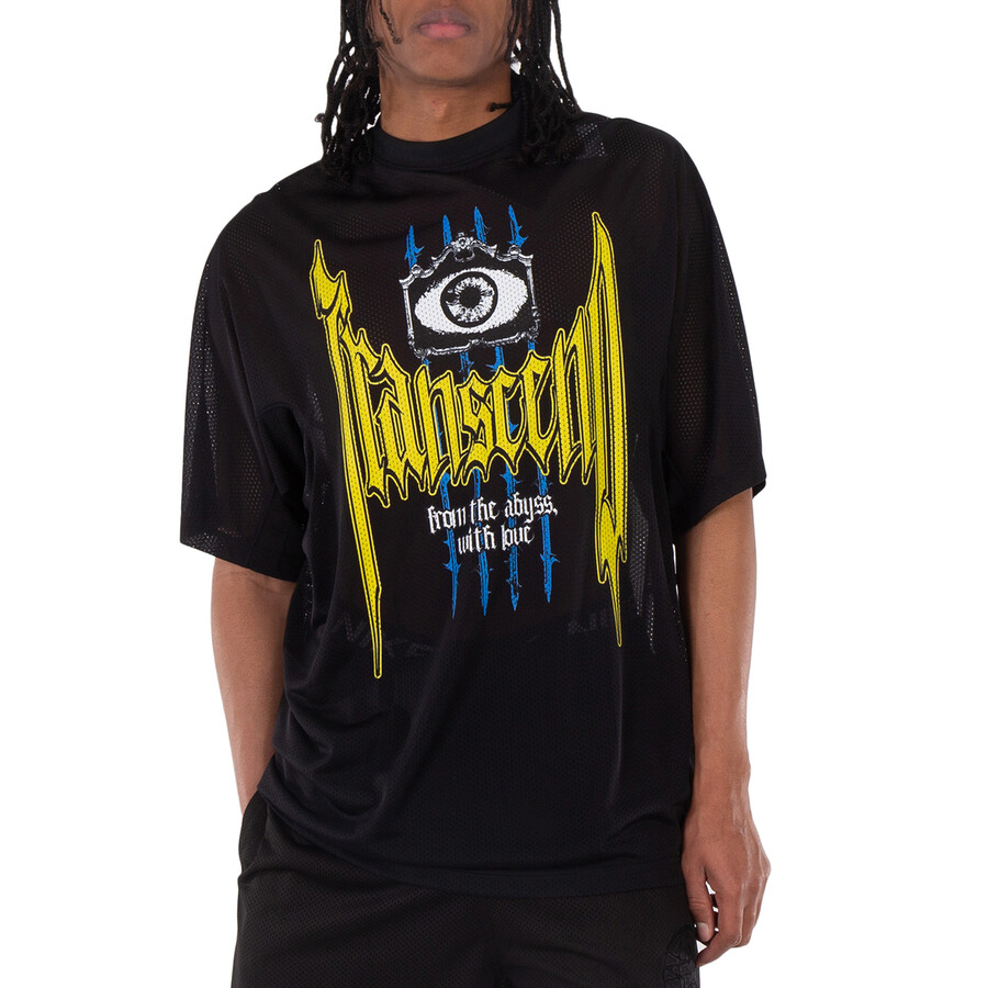 Slogan Print Nylon Mesh T-shirt