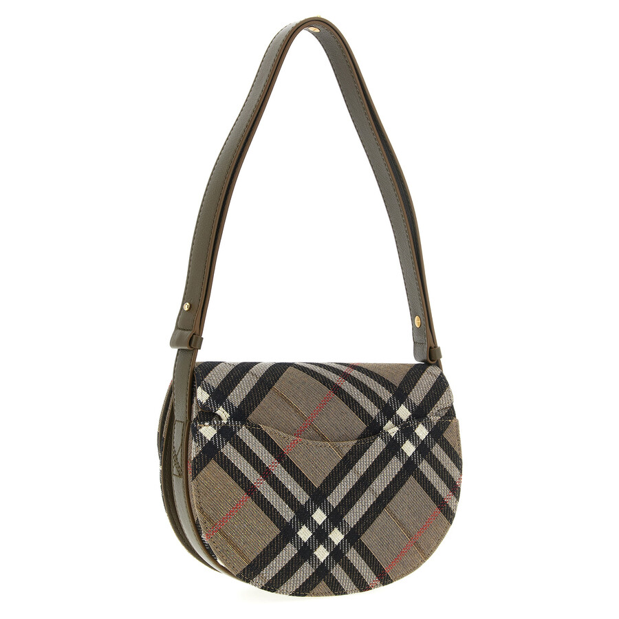 Burberry Women Bridle Canvas And Leather Check Shoulder Bag In Brown