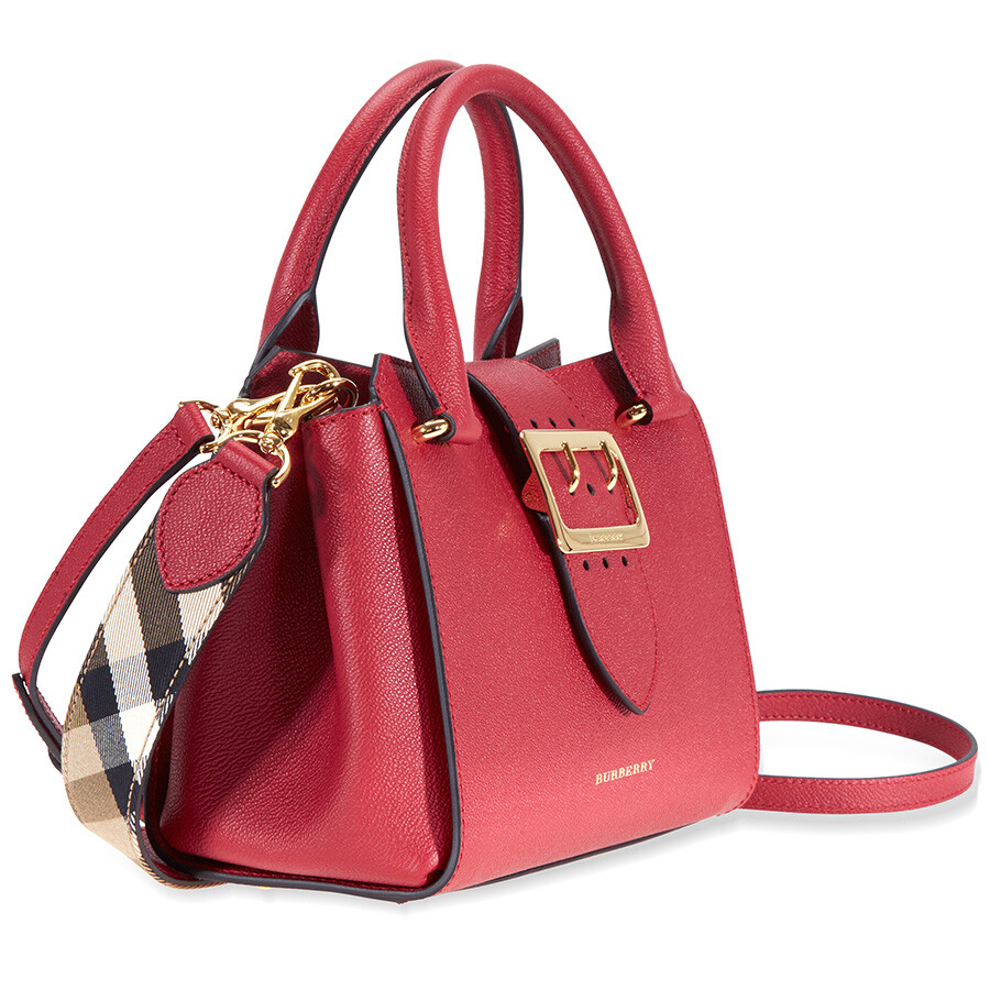 Burberry Small Buckle Tote Parade Red Burberry Handbags