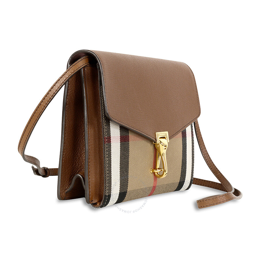 Burberry Small Leather House Check Crossbody Bag - Tan - Burberry - Handbags - Jomashop