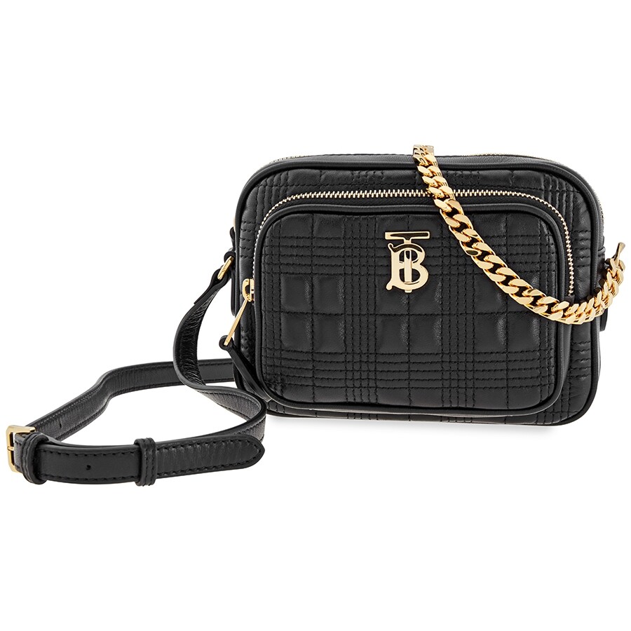 Burberry Small Quilted Lambskin Camera Bag Black Burberry Handbags