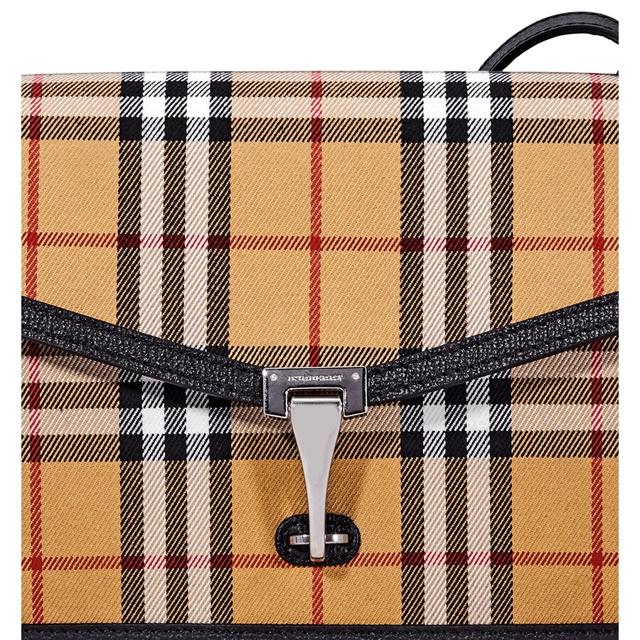 Burberry Small Vintage Check and Leather Crossbody Bag Black