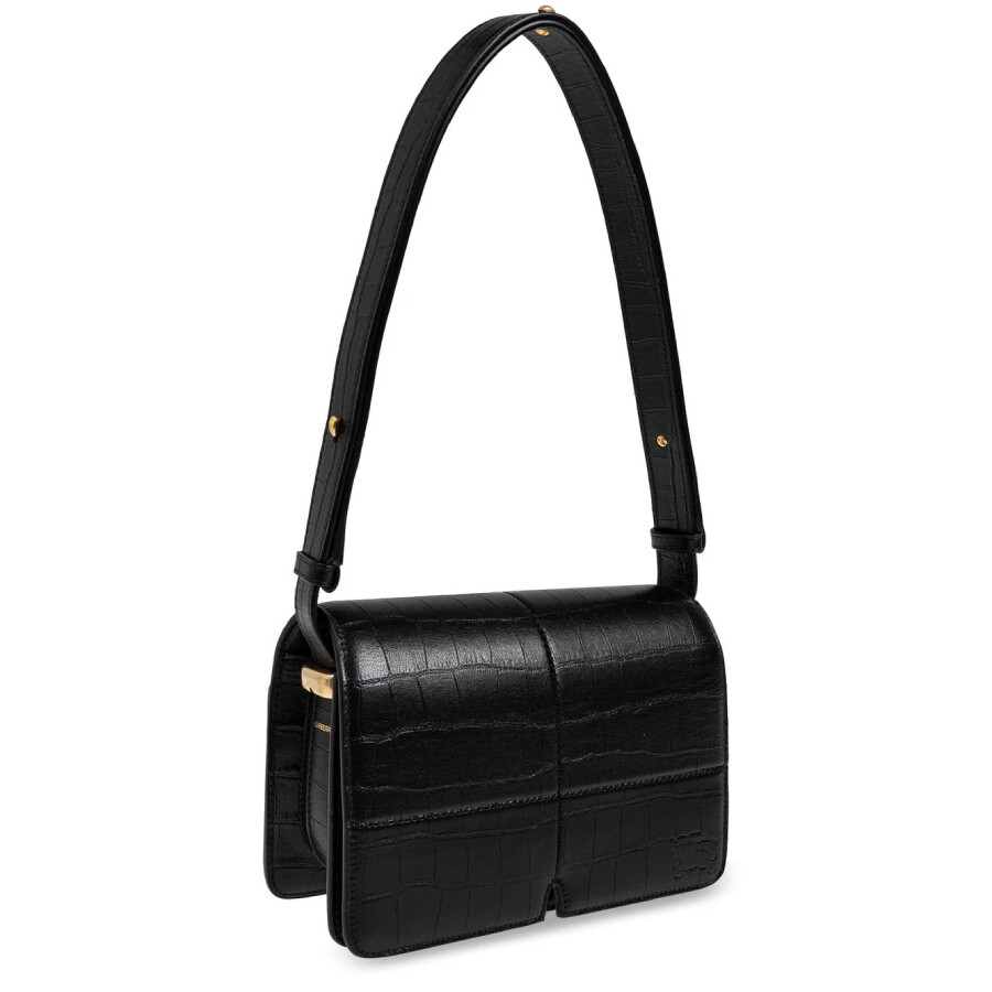 Burberry Snip Leather Flap Shoulder Bag In Black