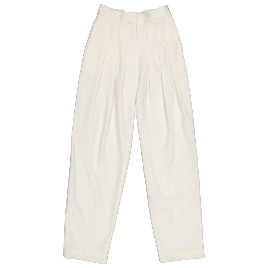 Shop Burberry Snow Grain De Poudre Wool Pleated Trousers