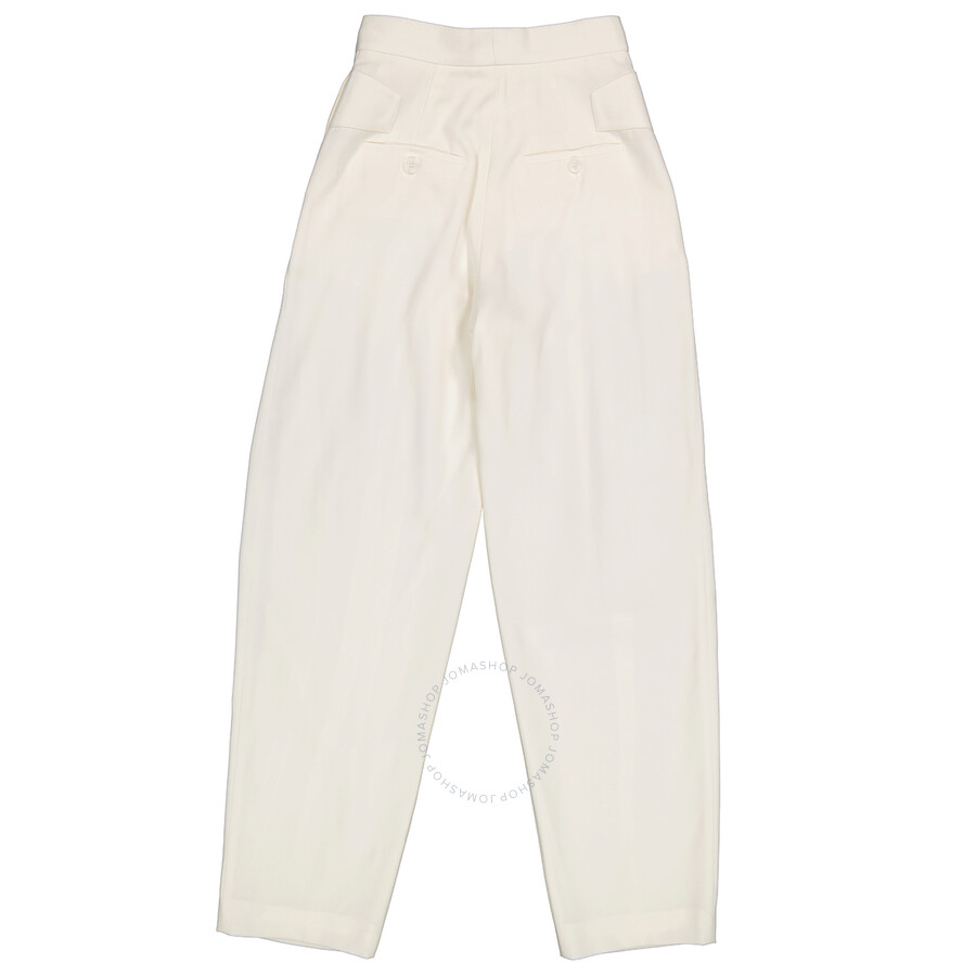 Burberry Snow Grain De Poudre Wool Pleated Trousers In Snow