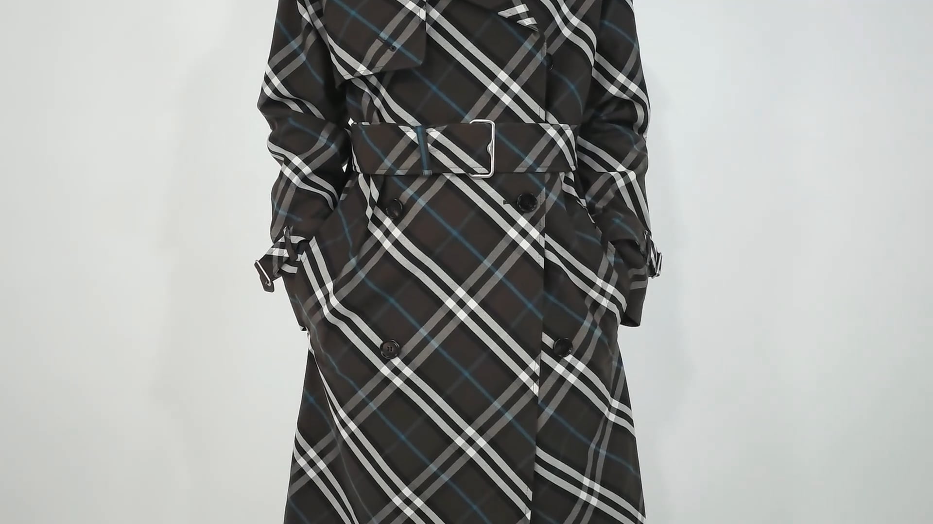 Burberry Snug Check-Print Long Trench Coat, Brand Size 4 ( US Size