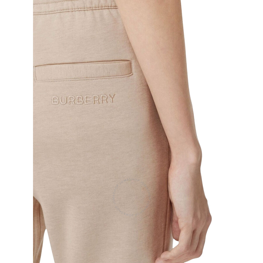 Shop Burberry Soft Taupe Larkan Logo Embroidered Track Pants In Brown