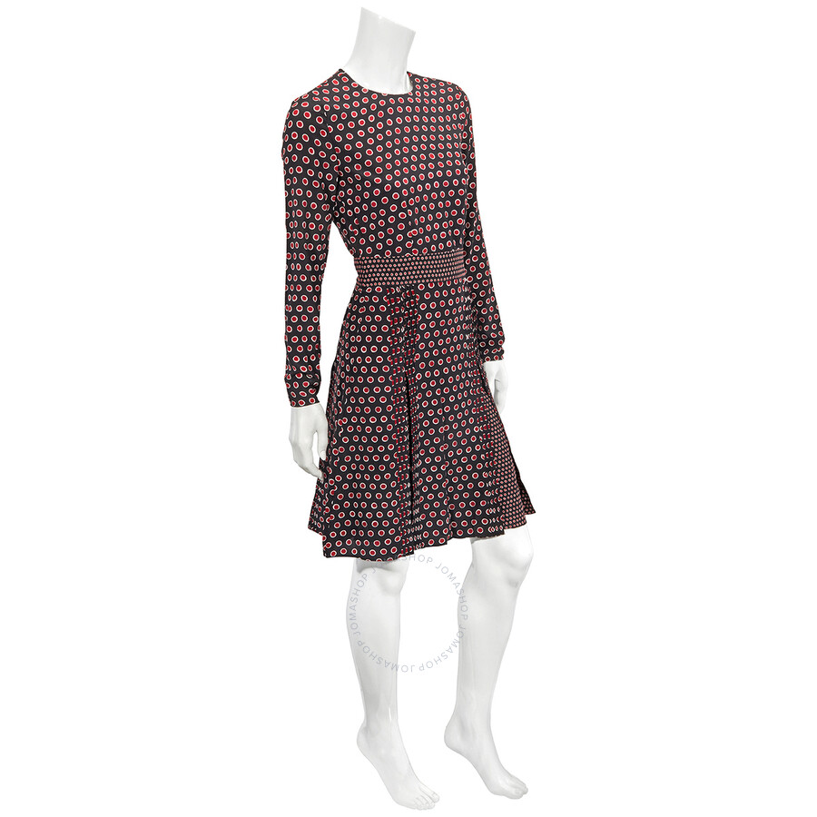 Burberry Spot Print Long-sleeve Silk Dress In Parade Red