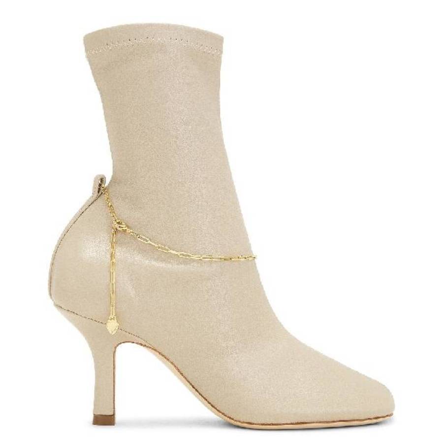 Burberry Square Toe Slinky Leather Ankle Boots, Brand Size 35 ( US