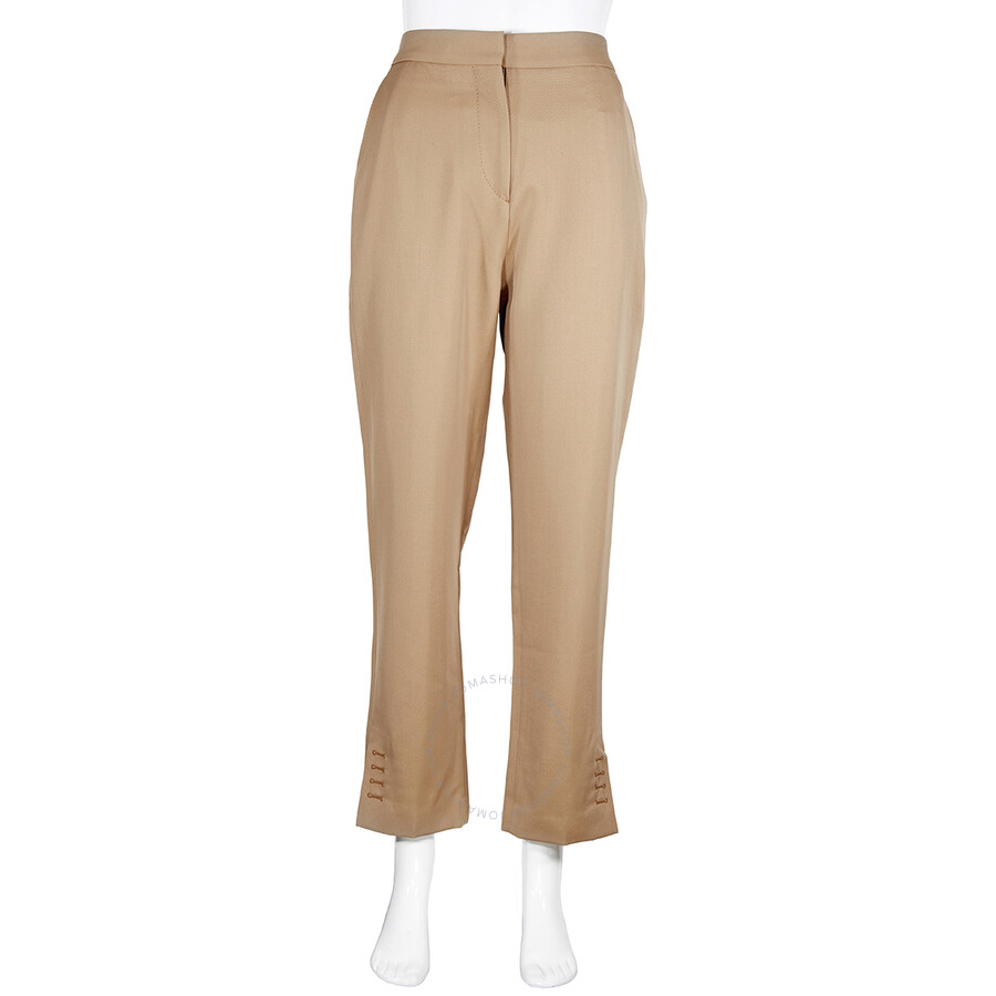Burberry Straight Fit Wool Blend Tailored Trousers In Camel