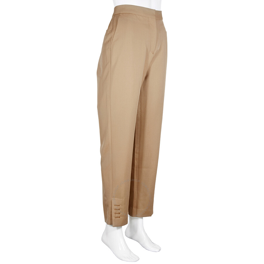 Shop Burberry Straight Fit Wool Blend Tailored Trousers In Camel