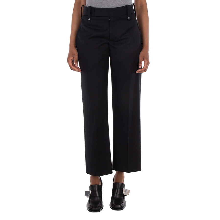 Straight Leg Wool Blend Trousers