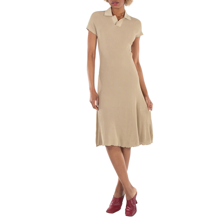 Stretch Design Polo Collar Dress