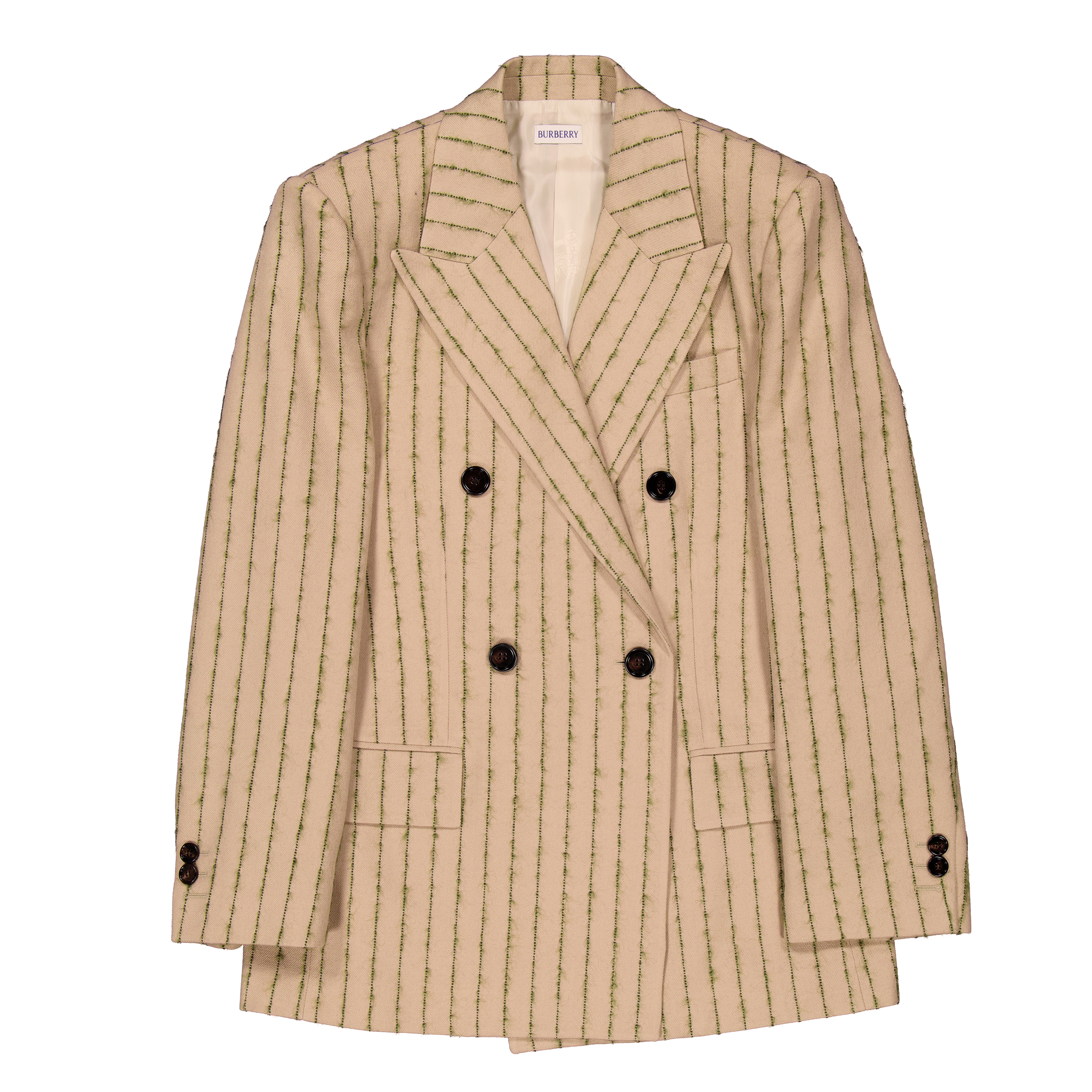 Burberry Striped Double-Breasted Wool-Mohair Blazer, Brand Size