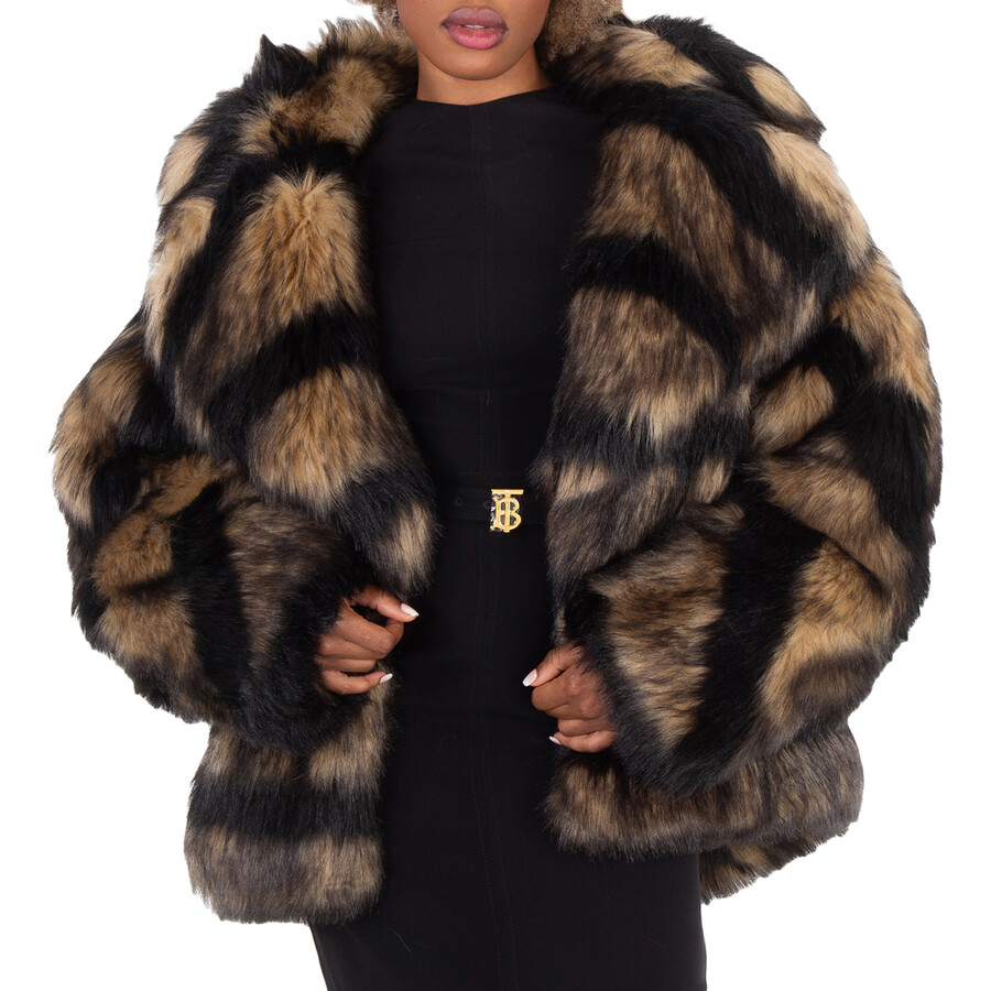Striped Faux Fur Oversized Jacket