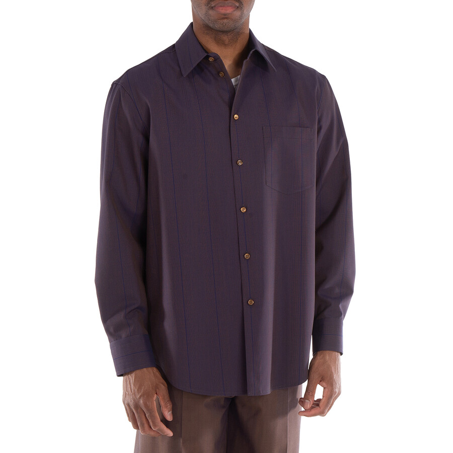 Striped Wool Button Down Shirt