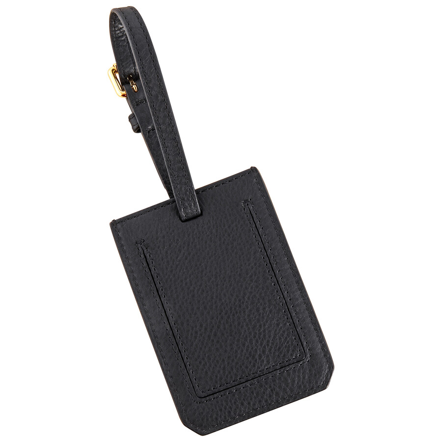 Burberry Studded Leather Luggage Tag In Black In Black