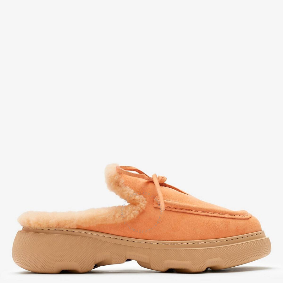 【BURBERRY】 シアリング スエード ミュール Burberry Suede And Shearling Stony Mules, Brand Size 35 ( US