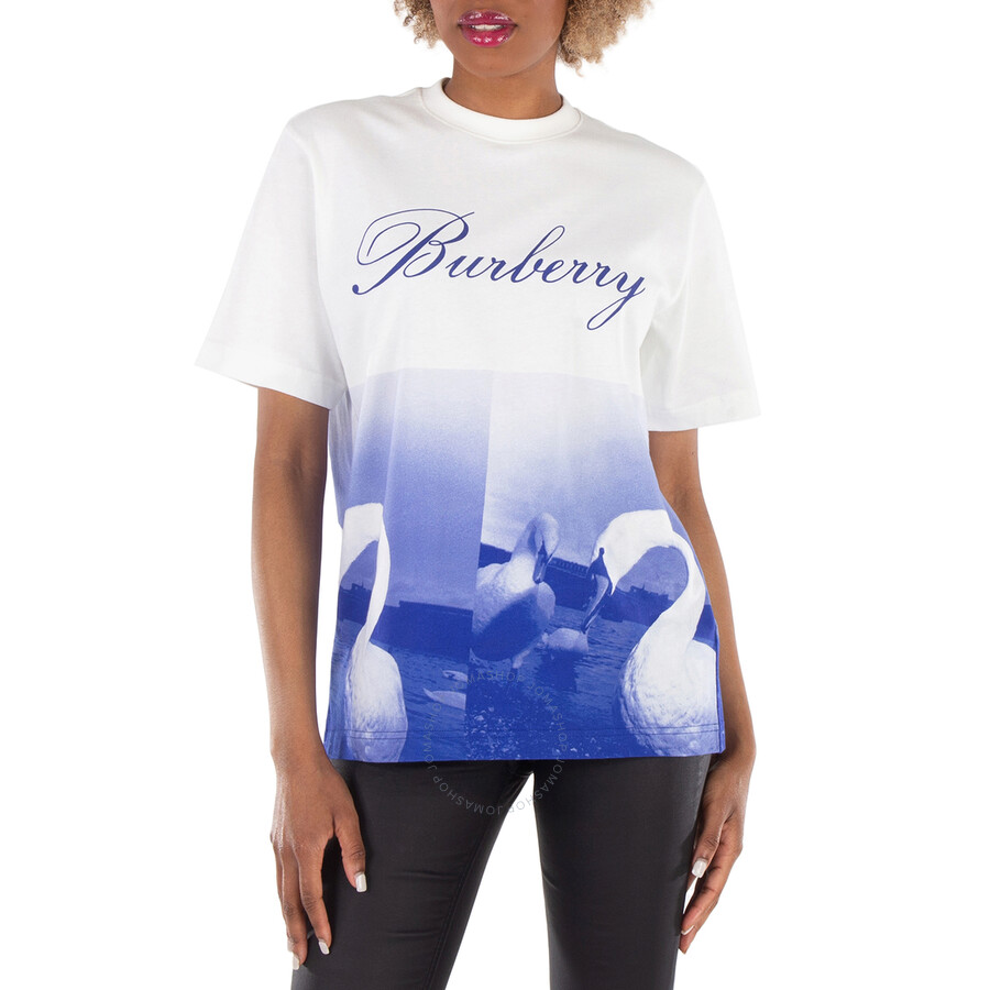 【送料&関税込】Burberry Swan Print T-shirt Burberry Swan Graphic T-Shirt, Size X-Small 8077611