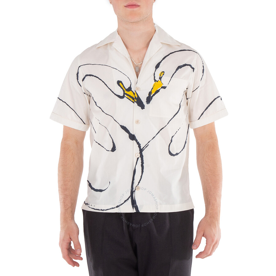 Burberry Swan Print Button Down Shirt, Size Medium 8097208