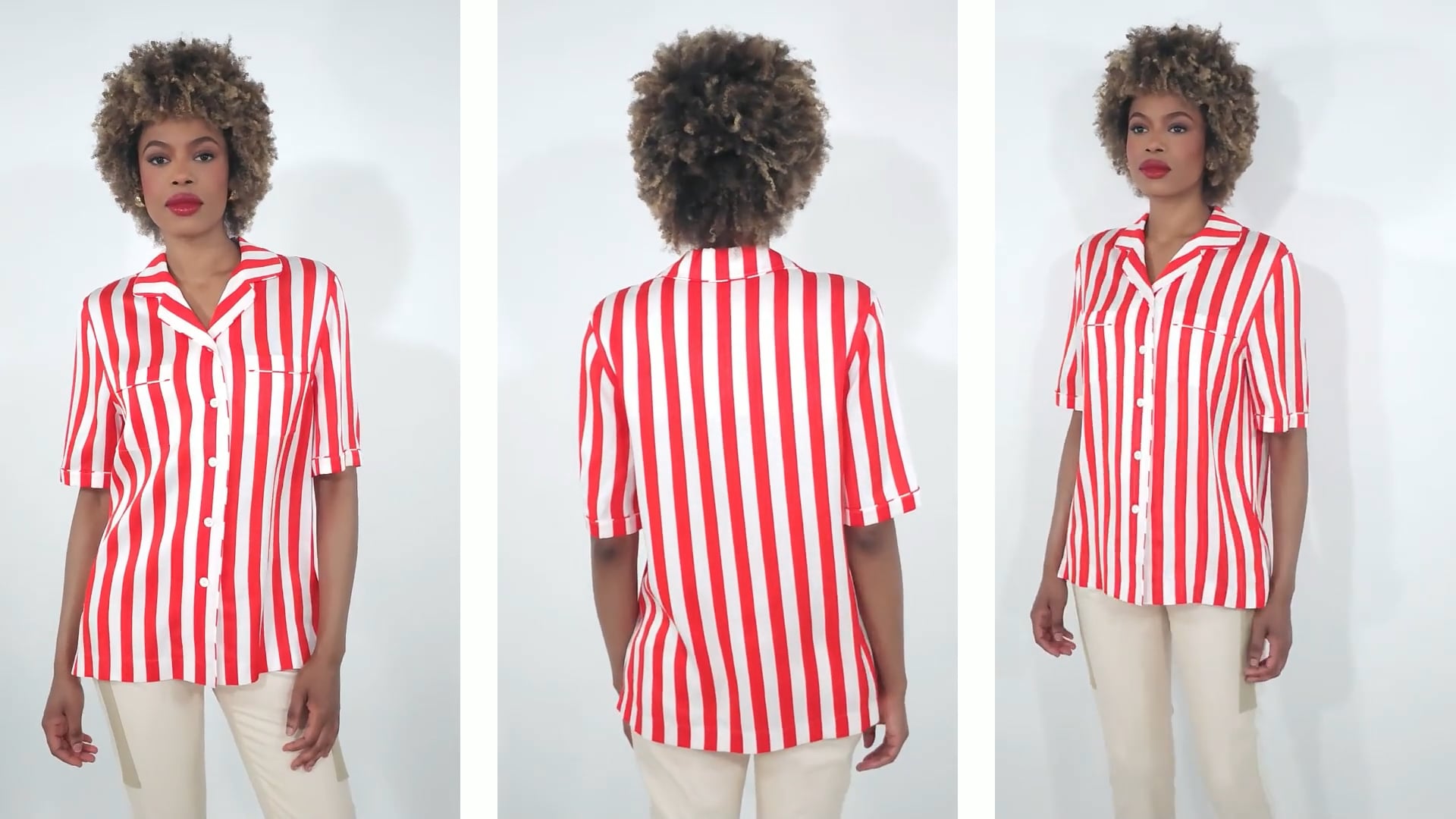 Burberry Tabi Striped Silk Pyjama Shirt, Brand Size 4 (US Size 2