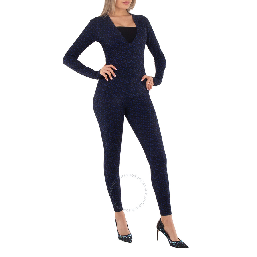 Burberry Tb Monogram Print Leggings In Blue