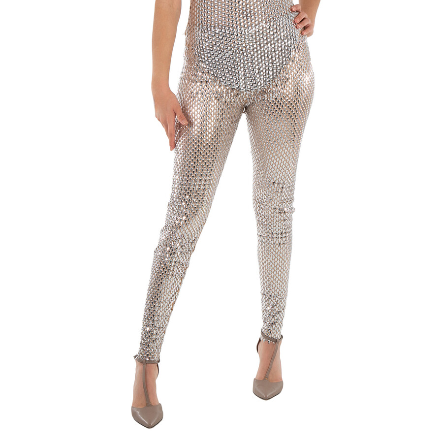 Textured Detailed Metallic Pants