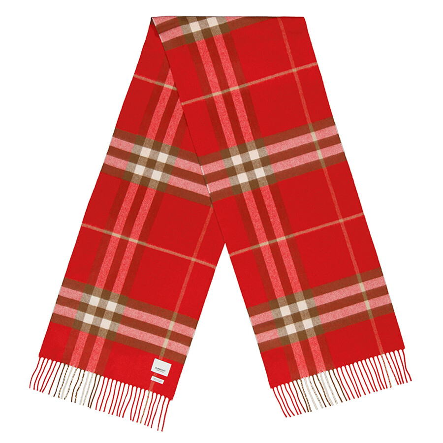 Burberry The Classic Check Cashmere Scarf In Bright Red 8016402