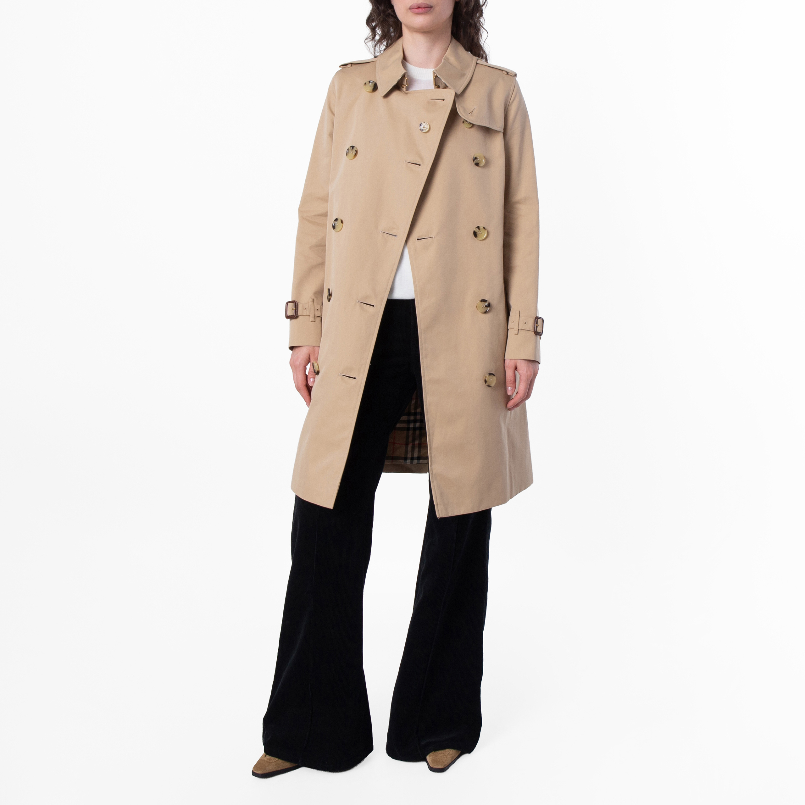 Burberry The Kensington Mid-Length Trench Coat, Brand Size 2 ( US