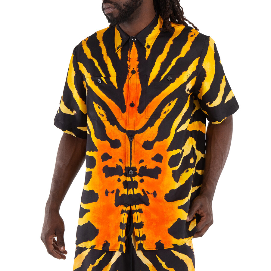 Tiger Print Short Sleeve Silk Shirt
