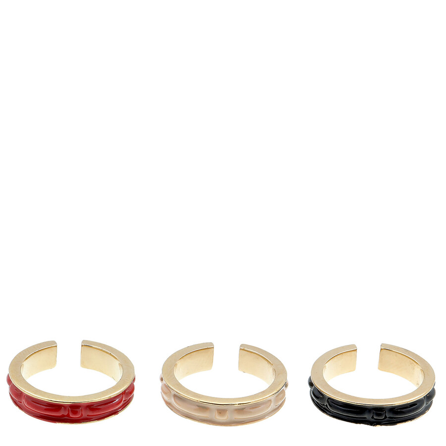 Burberry Trio Enamel Stackable Earrings In Gold Tone
