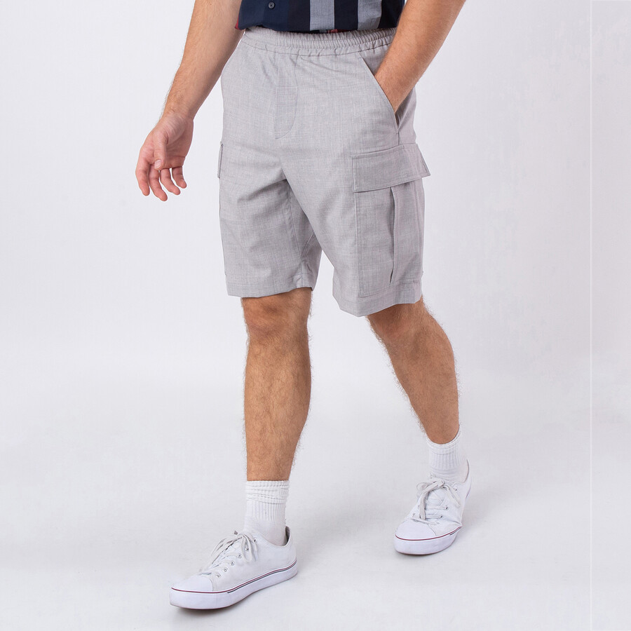 Trueman Monogram Wool Cargo Shorts