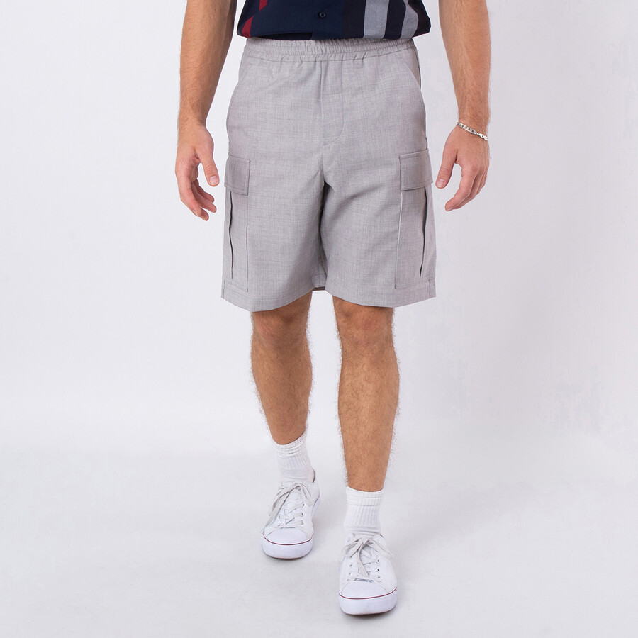 Trueman Monogram Wool Cargo Shorts