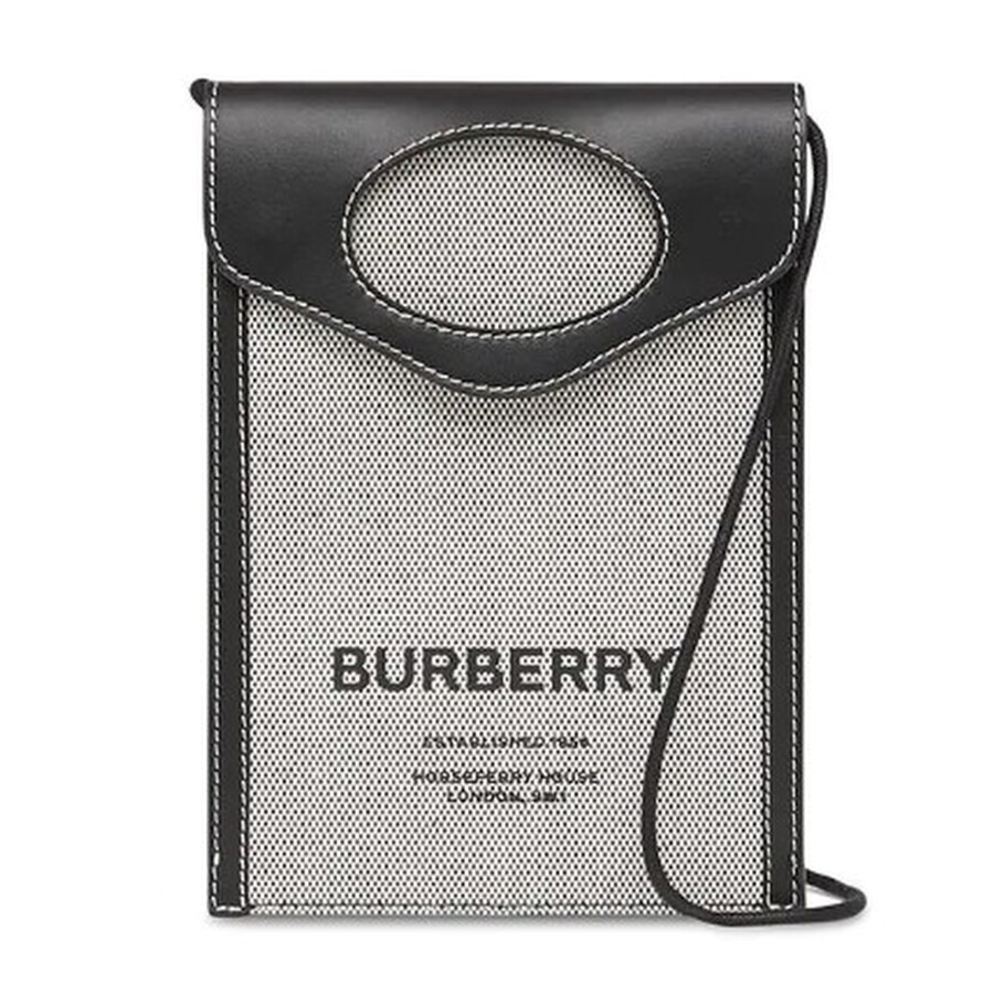 Burberry Unisex Logo-print Phone Pouch In Black In Black