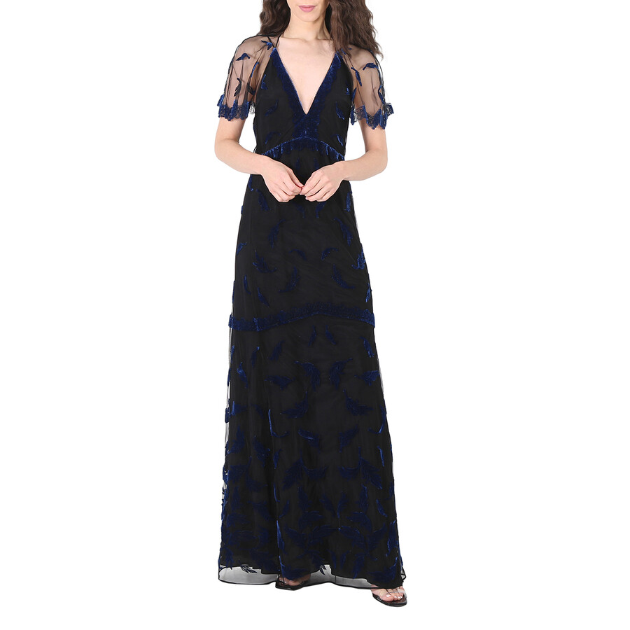 Velvet Leaf Cap-sleeve Gown